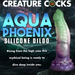 Creature Cocks Silicone Dildos | Harness Compatible Dildos>Aqua Phoenix Silicone Dildo