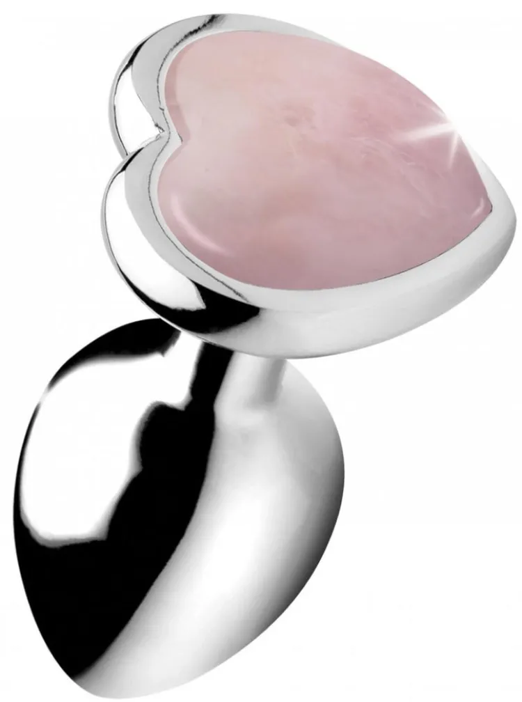 Booty Sparks Jewel Butt Plugs | Anal Starter Toys>Authentic Rose Quartz Gemstone Heart Anal Plug