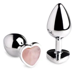 Booty Sparks Jewel Butt Plugs | Anal Starter Toys>Authentic Rose Quartz Gemstone Heart Anal Plug