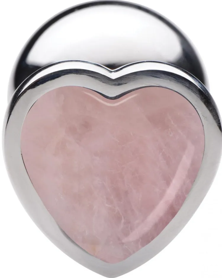 Booty Sparks Jewel Butt Plugs | Anal Starter Toys>Authentic Rose Quartz Gemstone Heart Anal Plug