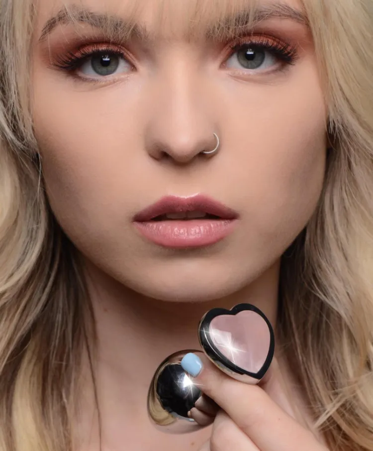 Booty Sparks Jewel Butt Plugs | Anal Starter Toys>Authentic Rose Quartz Gemstone Heart Anal Plug