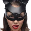 Master Series Vibrating Panties & Lingerie | Ball Gags & Mouth Restraints>Bad Kitten Leather Cat Mask