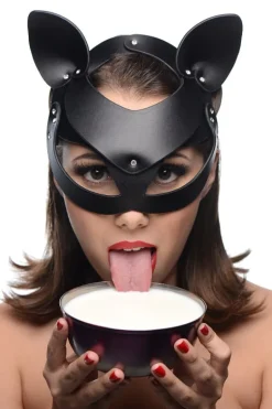 Master Series Vibrating Panties & Lingerie | Ball Gags & Mouth Restraints>Bad Kitten Leather Cat Mask