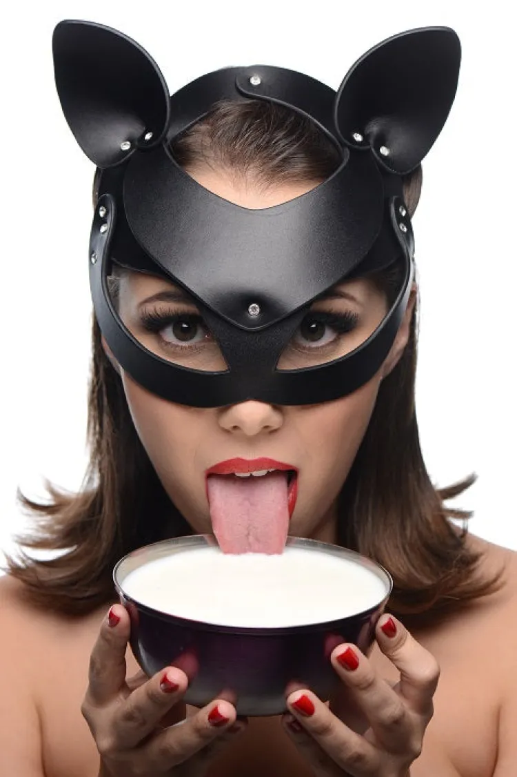 Master Series Vibrating Panties & Lingerie | Ball Gags & Mouth Restraints>Bad Kitten Leather Cat Mask