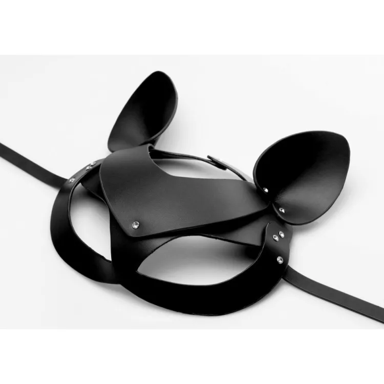 Master Series Vibrating Panties & Lingerie | Ball Gags & Mouth Restraints>Bad Kitten Leather Cat Mask