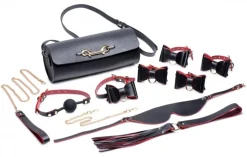 Master Series Leashes & Collars | Impact: Whips, Crops & Spankers>Black and Red Bow Bondage Set with Carry Case