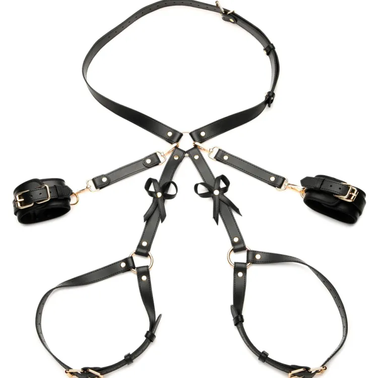 STRICT Vibrating Panties & Lingerie | Masks & Dress-Up Accessories>Black Bondage Thigh Harness with Bows