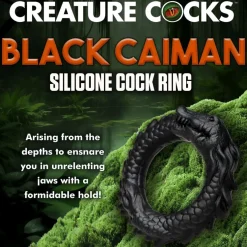 Creature Cocks Penis Rings>Black Caiman Silicone Cock Ring