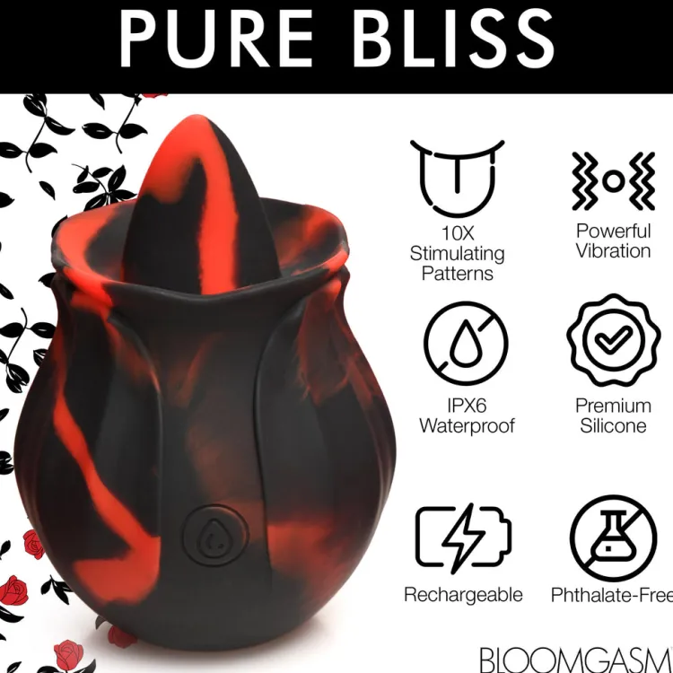 Bloomgasm Silicone Vibrators | Waterproof Vibrators>Black Kiss Rimming Rose