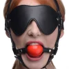 STRICT Ball Gags & Mouth Restraints | Masks & Dress-Up Accessories>Blindfold Harness and Ball Gag (Red)