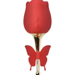 Bloomgasm Silicone Vibrators | Waterproof Vibrators>Flutter Rose Clit Sucking Stimulator with Butterfly Teaser