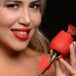 Bloomgasm Silicone Vibrators | Waterproof Vibrators>Flutter Rose Clit Sucking Stimulator with Butterfly Teaser