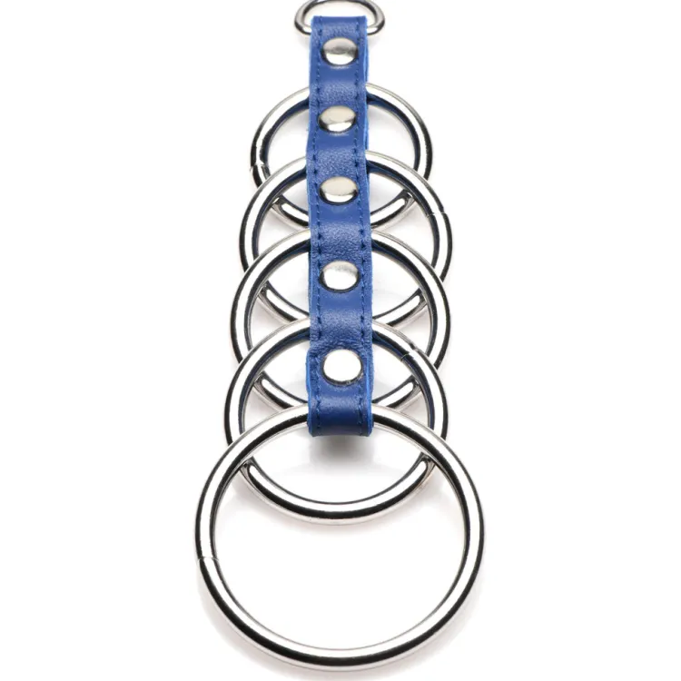 Strict Leather Cock & Ball Devices | Penis Rings>Blue Leather and Steel Gates of Hell