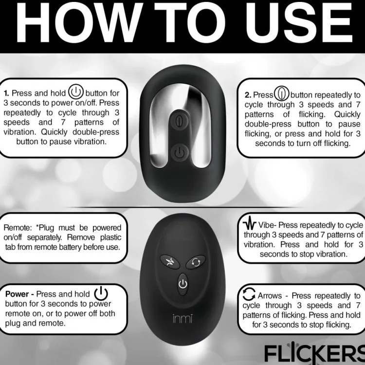 Inmi Vibrating Butt Plugs | Unique Anal Toys>Bum Flick Vibrating and Flicking Silicone Butt Plug with Remote