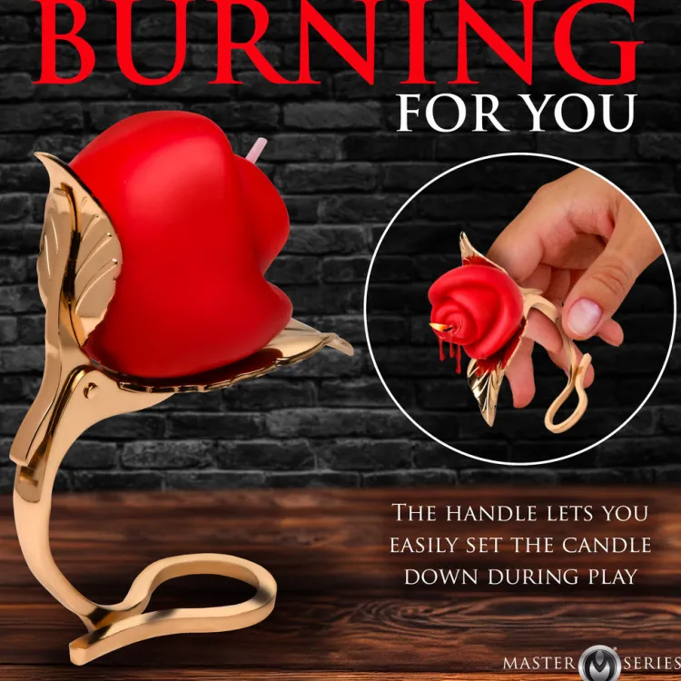 Master Series Sensation Play, Tools & Accessories>Burning Passion Rose Candle with Holder
