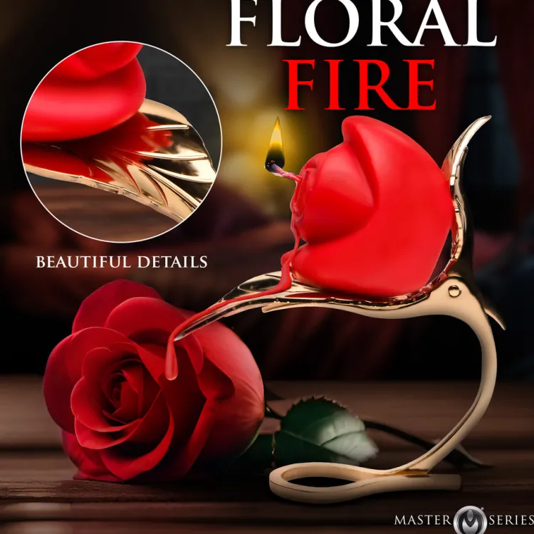 Master Series Sensation Play, Tools & Accessories>Burning Passion Rose Candle with Holder