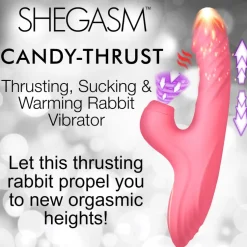 Shegasm Luxury Toys | Insertable & Realistic Dildo Vibrators>Candy-Thrust Silicone Thrusting and Sucking Rabbit Vibrator