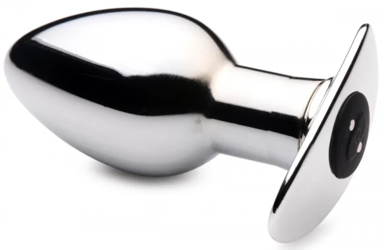 Master Series Butt Plugs | Aluminum & Steel Dildos & Insertables>Chrome Blast 7X Rechargeable Butt Plug with Remote Control