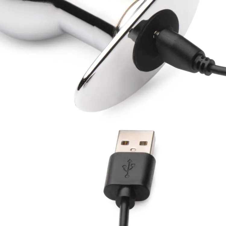Master Series Butt Plugs | Aluminum & Steel Dildos & Insertables>Chrome Blast 7X Rechargeable Butt Plug with Remote Control