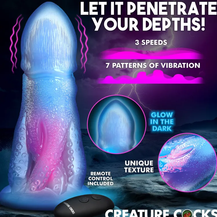 Creature Cocks Silicone Dildos | Vibrating Dildos>Cocktopus Deluxe Glow-in-the-Dark Vibrating Silicone Dildo