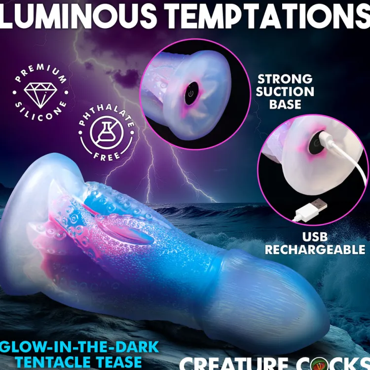 Creature Cocks Silicone Dildos | Vibrating Dildos>Cocktopus Deluxe Glow-in-the-Dark Vibrating Silicone Dildo