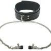 Strict Leather Leashes & Collars | Nipple Clamps & Stimulators>Coveted Collar with Nipple Clamp Attachment
