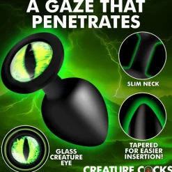 Creature Cocks Unique Anal Toys | Butt Plugs>Creature Eye Green Eye Silicone Butt Plug