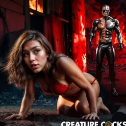Creature Cocks Silicone Dildos | Vibrating Dildos>Cyborg Cock Thrusting & Vibrating Silicone Dildo