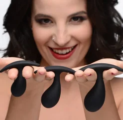 Master Series Butt Plugs | Anal Starter Toys>Dark Droplets 3 Piece Curved Anal Trainer Set