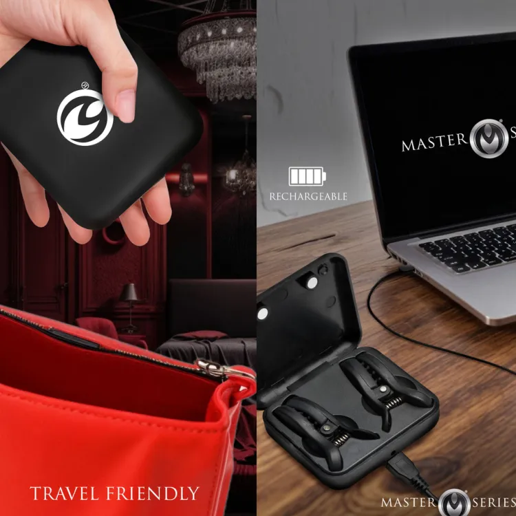 Master Series Nipple Clamps & Stimulators | Female Enhancement>Dark Grip Wireless Vibrating Nipple Clamps