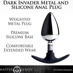 Master Series Butt Plugs | Aluminum & Steel Dildos & Insertables>Dark Invader Metal and Silicone Anal Plug