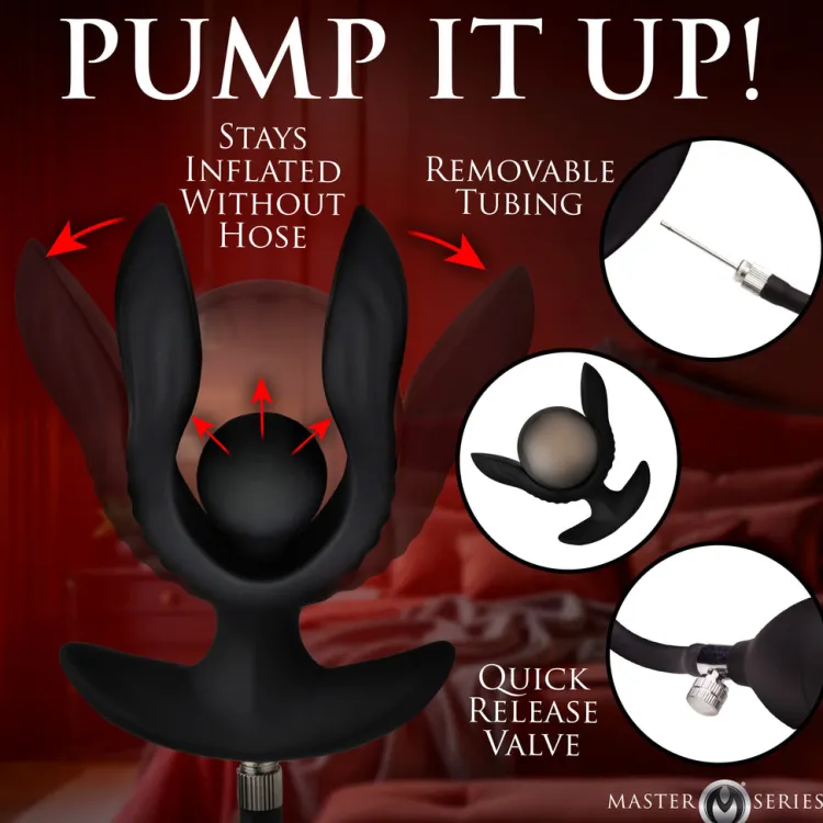 Master Series Vibrating Butt Plugs | Butt Plugs>Dark Pearl Inflatable Vibrating Butt Plug