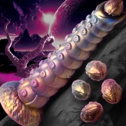 Creature Cocks Silicone Dildos | Non-Representational Dildos>Deep Invader Tentacle Ovipositor Silicone Dildo with Eggs