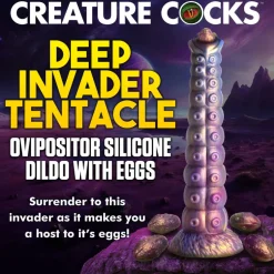 Creature Cocks Silicone Dildos | Non-Representational Dildos>Deep Invader Tentacle Ovipositor Silicone Dildo with Eggs