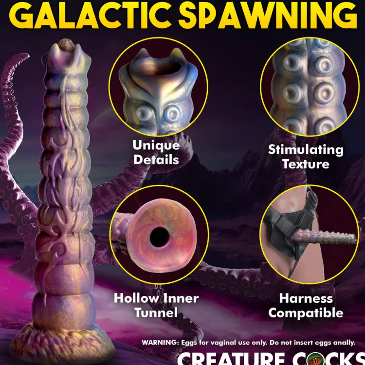 Creature Cocks Silicone Dildos | Non-Representational Dildos>Deep Invader Tentacle Ovipositor Silicone Dildo with Eggs