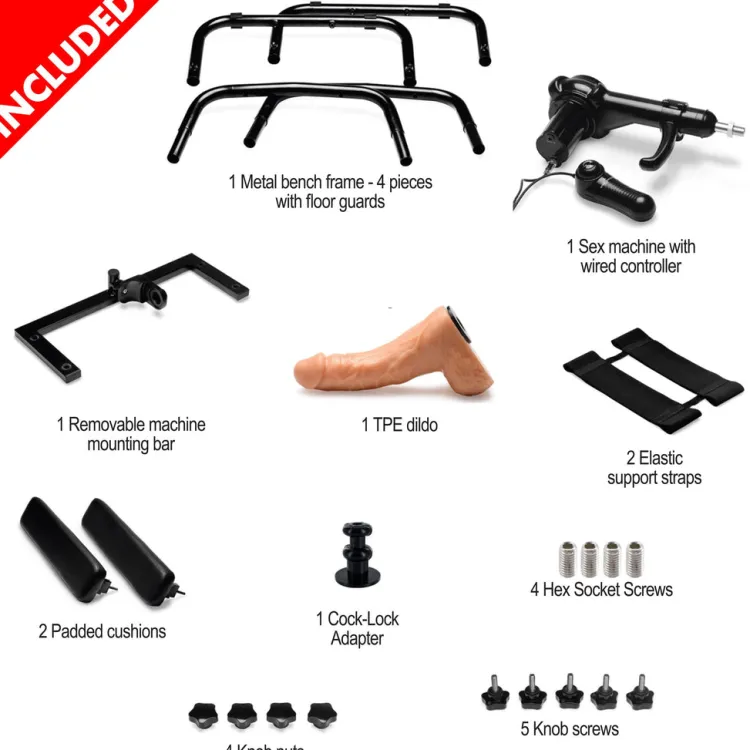 LoveBotz Luxury Toys | Sex Furniture, Swings, & More>Deluxe Bangin Bench with Sex Machine