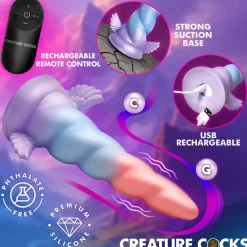 Creature Cocks Vibrating Dildos | Non-Representational Dildos>Deluxe Dream Rider Vibrating Unicorn Silicone Dildo