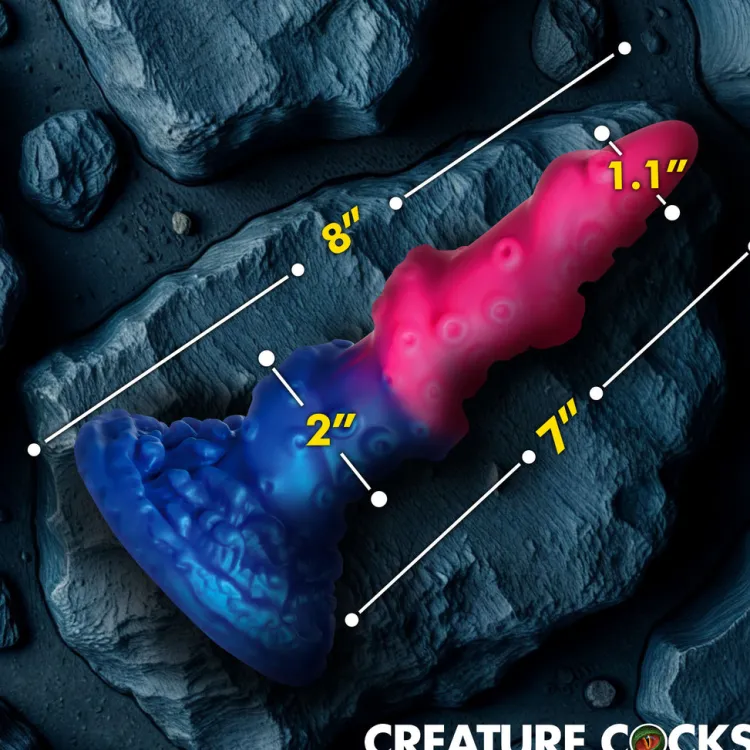 Creature Cocks Vibrating Dildos | Non-Representational Dildos>Deluxe Lord Kraken Vibrating Glow-in-the-Dark Silicone Dildo