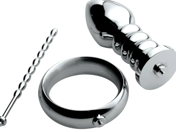 Zeus Electrosex Electro Sex | Aluminum & Steel Dildos & Insertables>Deluxe Series Voltaic For Him Stainless Steel Male E-stim Kit