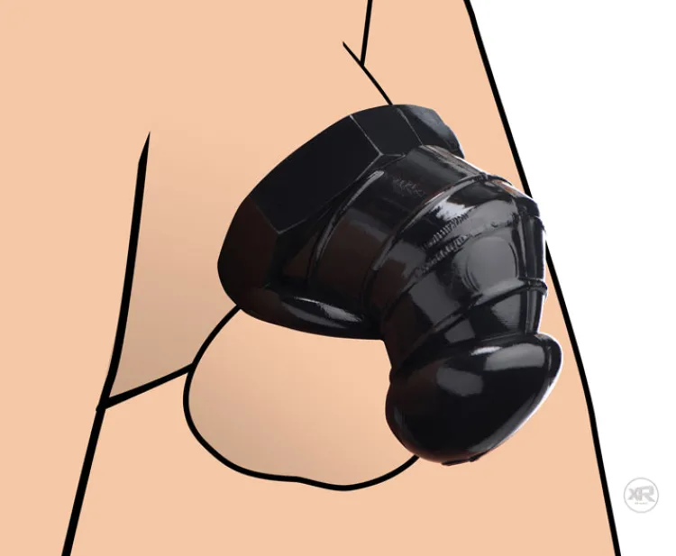 Master Series Cock & Ball Devices>Detained - Black Restrictive Chastity Cage