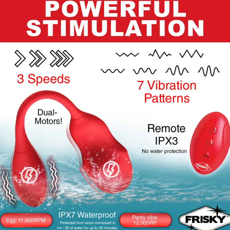 Frisky Wearable & Panty Vibrators | Bullet & Egg Vibrators>Double Love Connection Silicone Panty Vibe with Remote Control