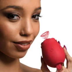 Bloomgasm Silicone Vibrators | Unique Vibrators>Double Tease Rose 10X Sucking and Licking Silicone Stimulator