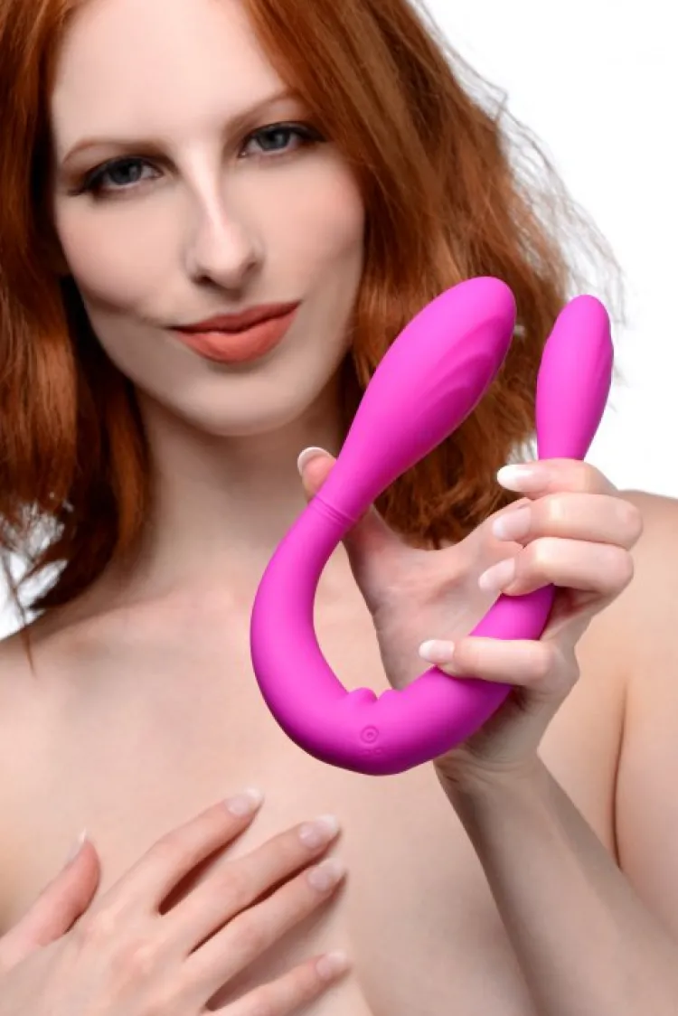 Inmi Vibrating Dildos | Non-Representational Dildos>Double Thump 7x Rechargeable Silicone Double Dildo