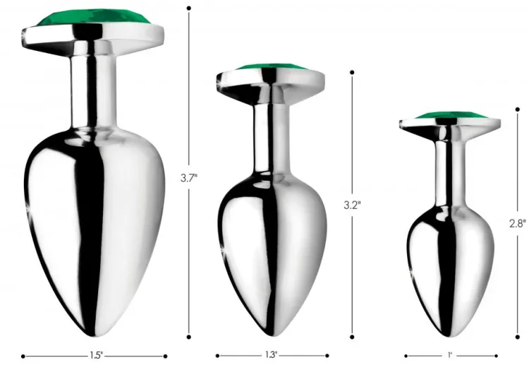 Booty Sparks Jewel Butt Plugs | Anal Starter Toys>Emerald Gem Anal Plug Set