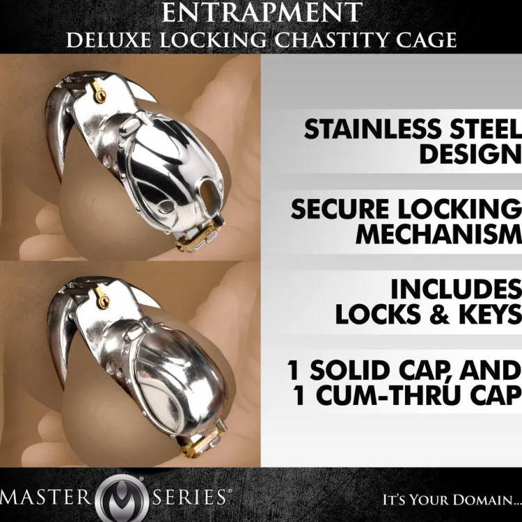 Master Series Chastity Devices | Penis Rings>Entrapment Deluxe Locking Chastity Cage