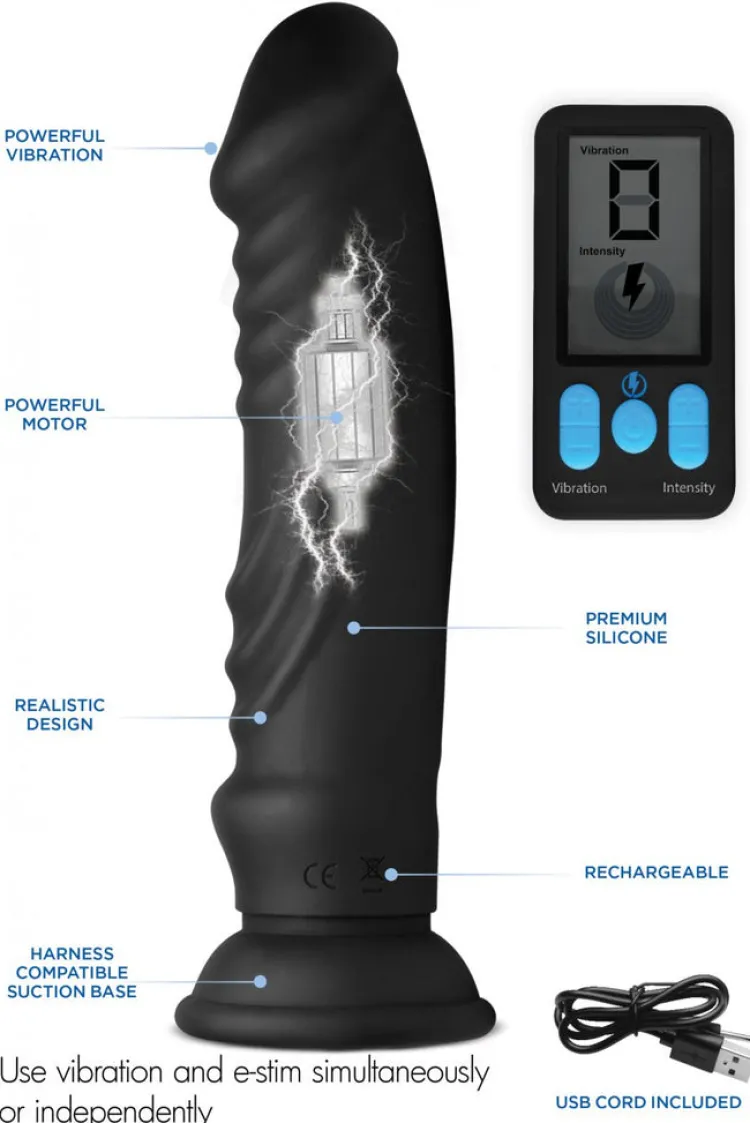 Zeus Electrosex Electro Sex | Silicone Dildos>E-Stim Pro 5x Vibrating Dildo with Remote Control