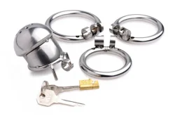 Master Series Chastity Devices | Penis Rings>Exile Deluxe Locking Stainless Steel Confinement Cage