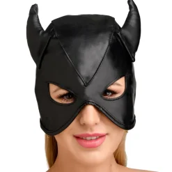 Master Series Ball Gags & Mouth Restraints | Masks & Dress-Up Accessories>Fetish Hood with Horns