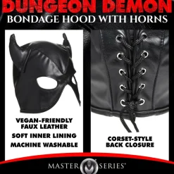 Master Series Ball Gags & Mouth Restraints | Masks & Dress-Up Accessories>Fetish Hood with Horns