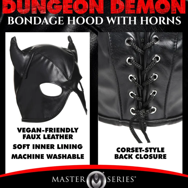 Master Series Ball Gags & Mouth Restraints | Masks & Dress-Up Accessories>Fetish Hood with Horns